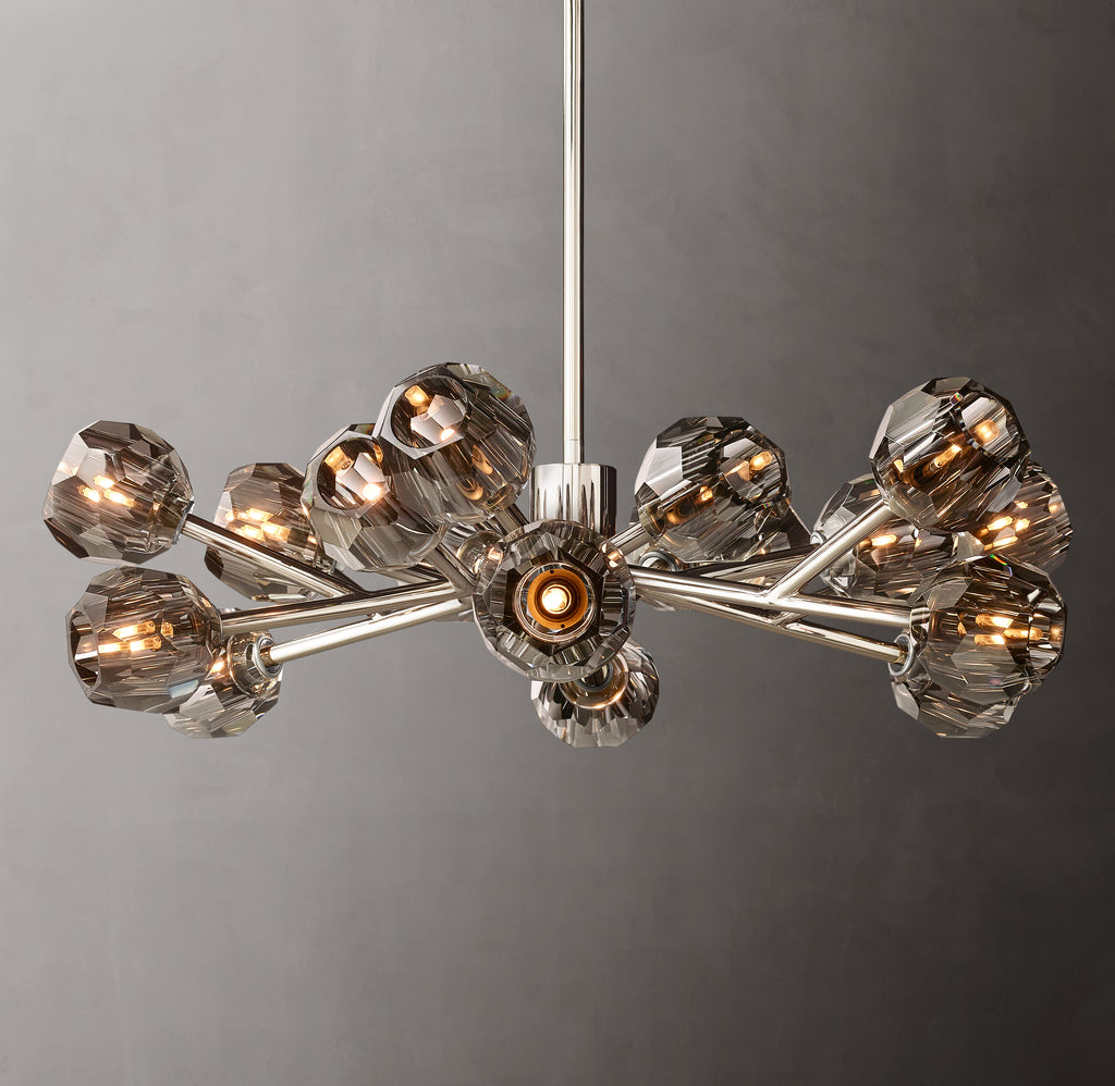 Heritage Boule De Cristal Smoke Glass Round Chandelier – 36" Polished Nickel