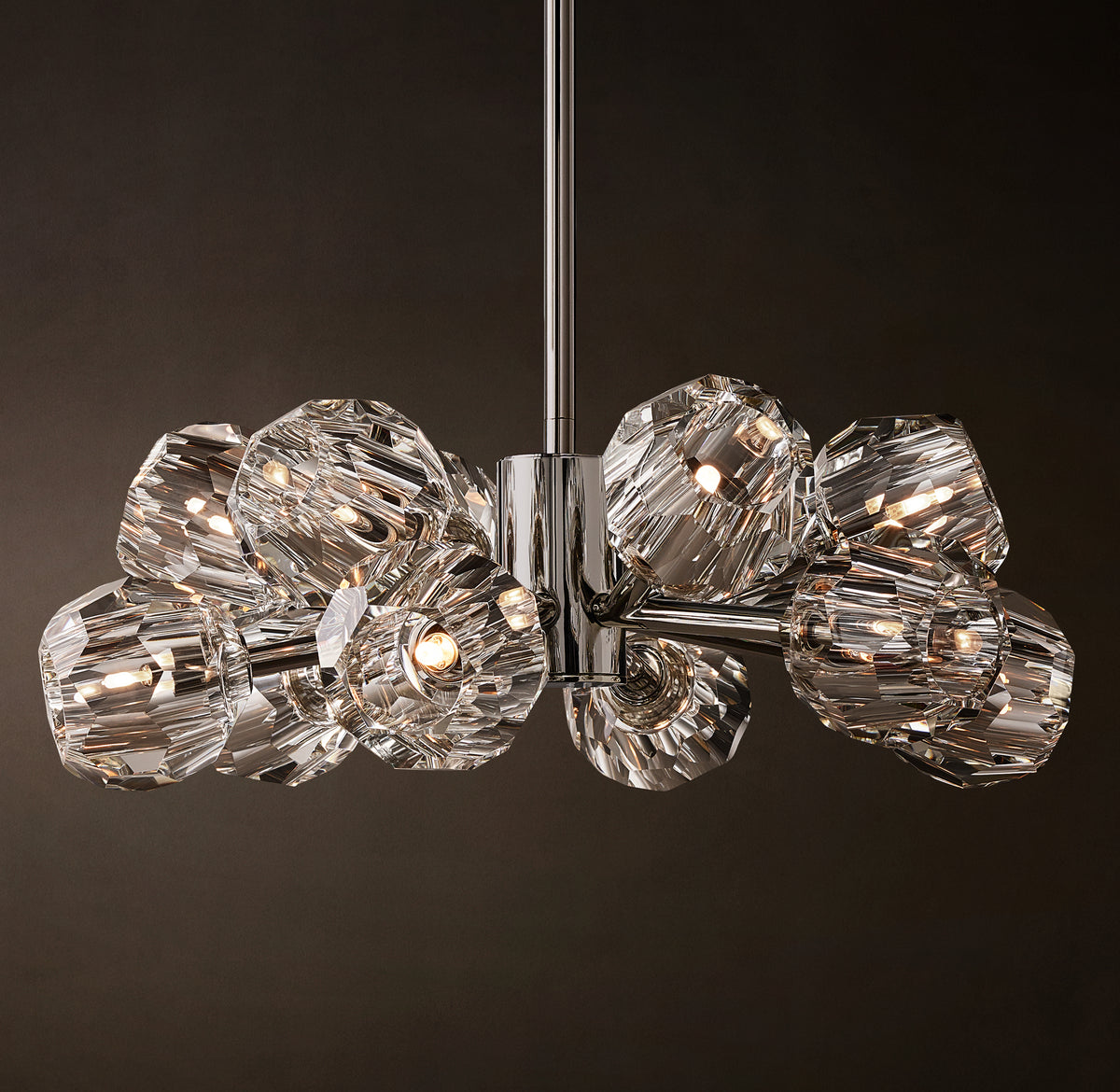 Heritage Boule De Cristal Clear Glass Round Chandelier – 24" Polished Nickel