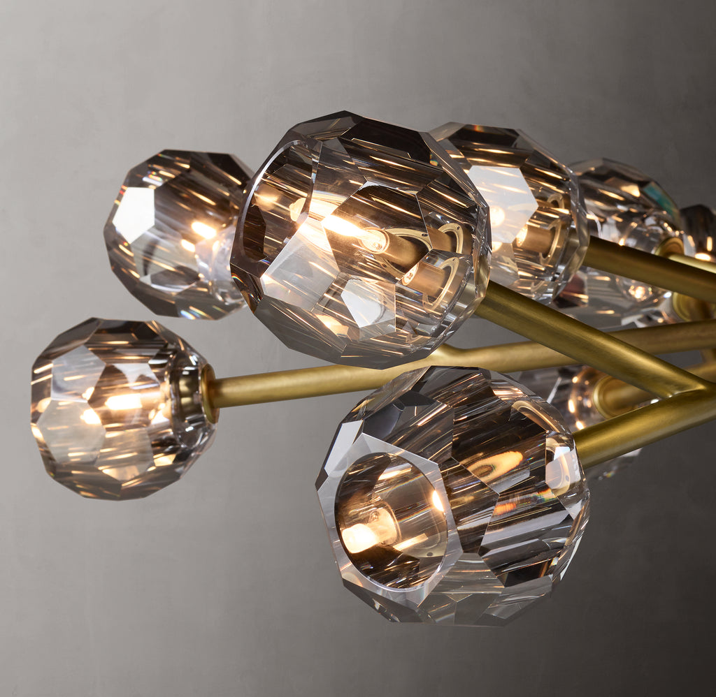 Heritage Boule De Cristal Smoke Glass Round Chandelier – 48" Lacquered Burnished Brass