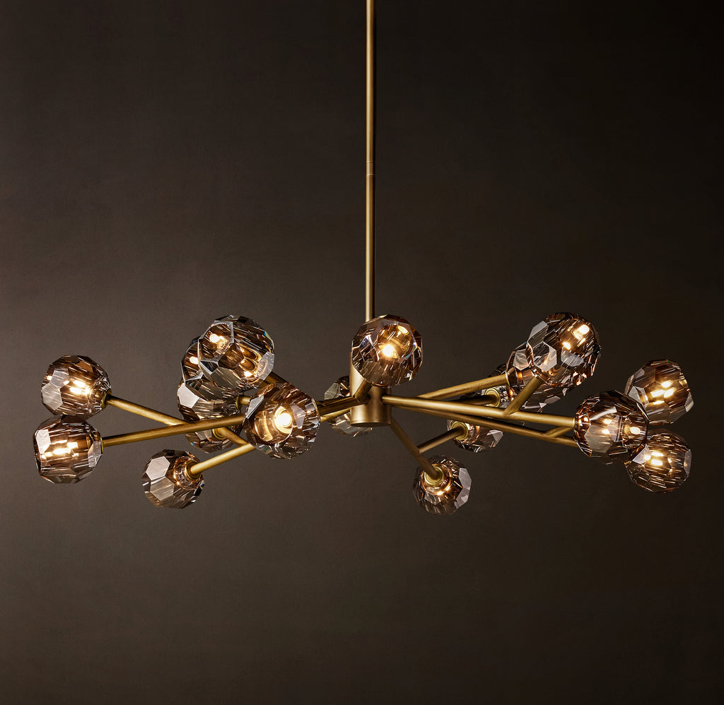 Heritage Boule De Cristal Smoke Glass Round Chandelier – 48" Lacquered Burnished Brass