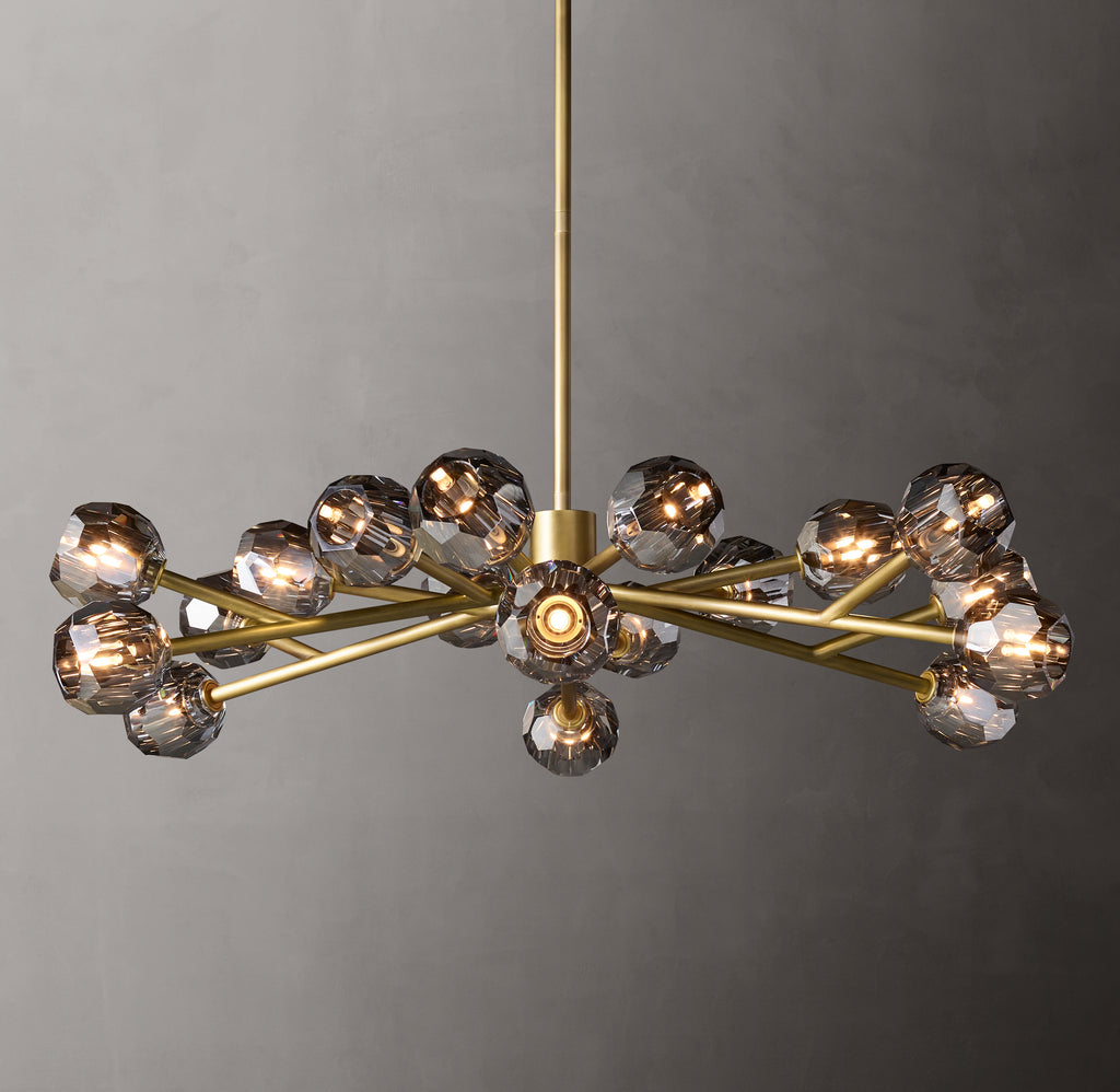 Heritage Boule De Cristal Smoke Glass Round Chandelier – 48" Lacquered Burnished Brass