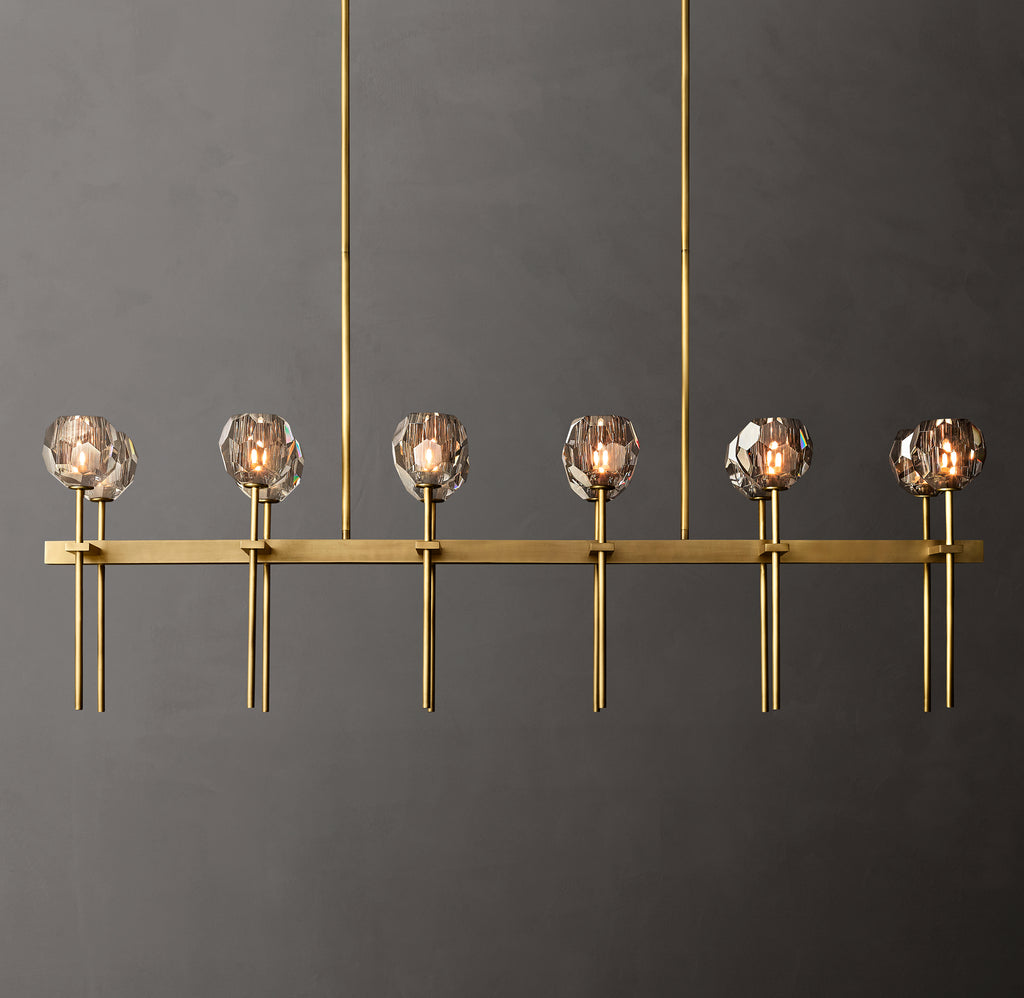 Heritage Boule De Cristal Smoke Glass Double Linear Chandelier