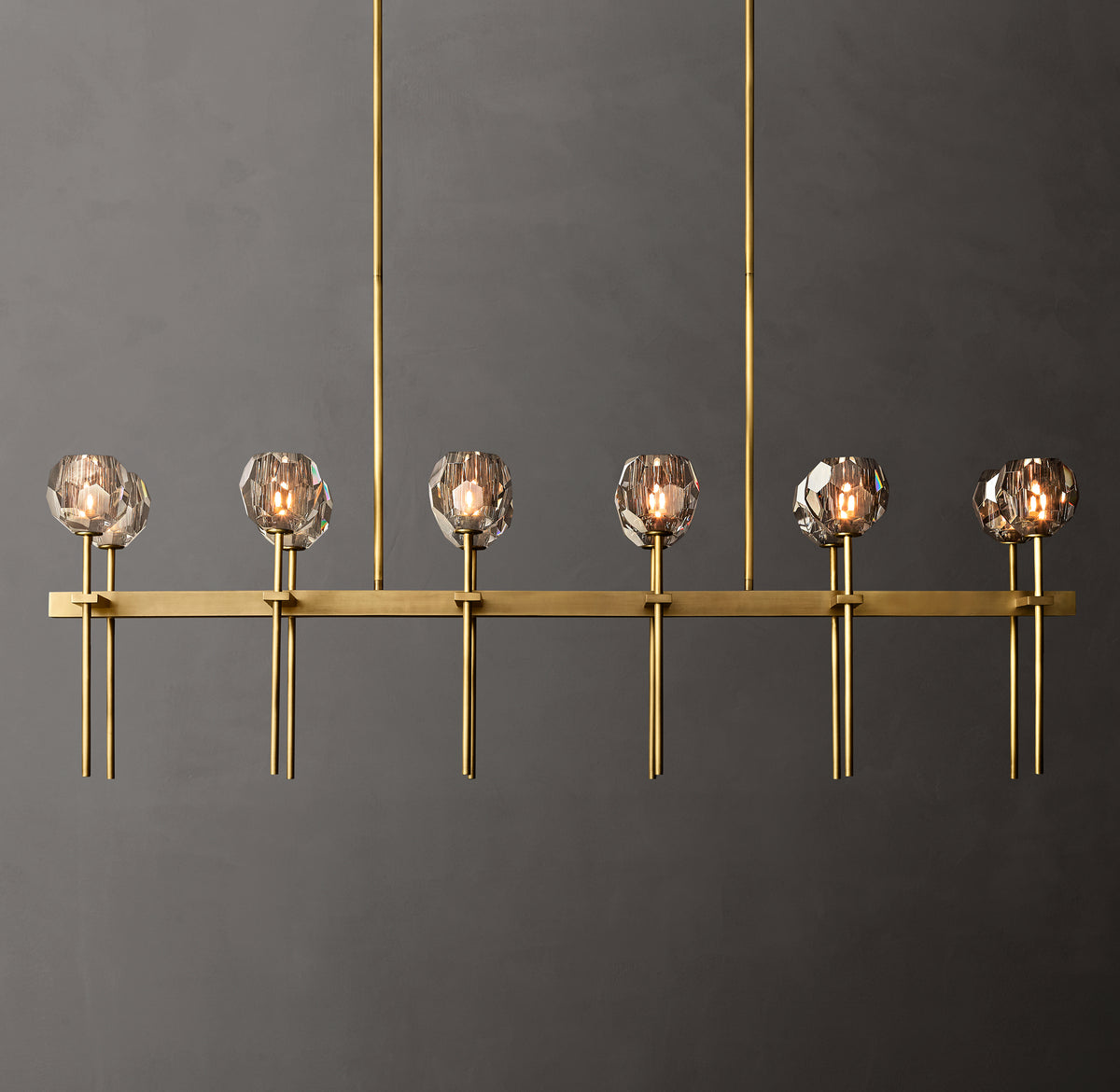 Heritage Boule De Cristal Smoke Glass Double Linear Chandelier