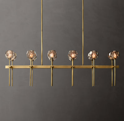Heritage Boule De Cristal Smoke Glass Double Linear Chandelier