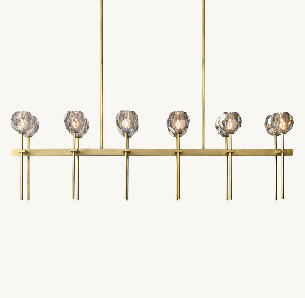 Heritage Boule De Cristal Smoke Glass Double Linear Chandelier, alternate view
