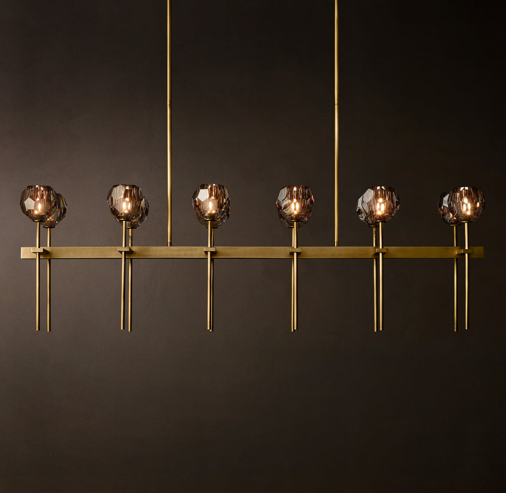 Heritage Boule De Cristal Smoke Glass Double Linear Chandelier