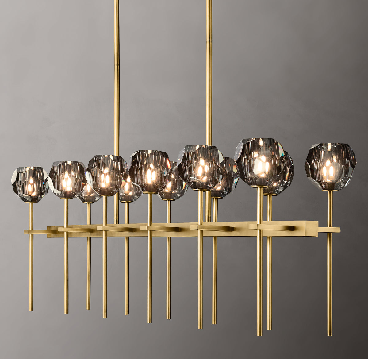 Heritage Boule De Cristal Smoke Glass Double Linear Chandelier