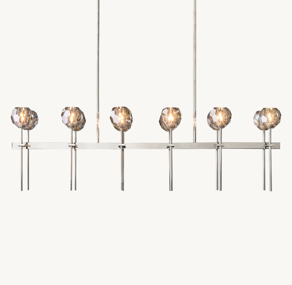 Heritage Boule De Cristal Smoke Glass Double Linear Chandelier