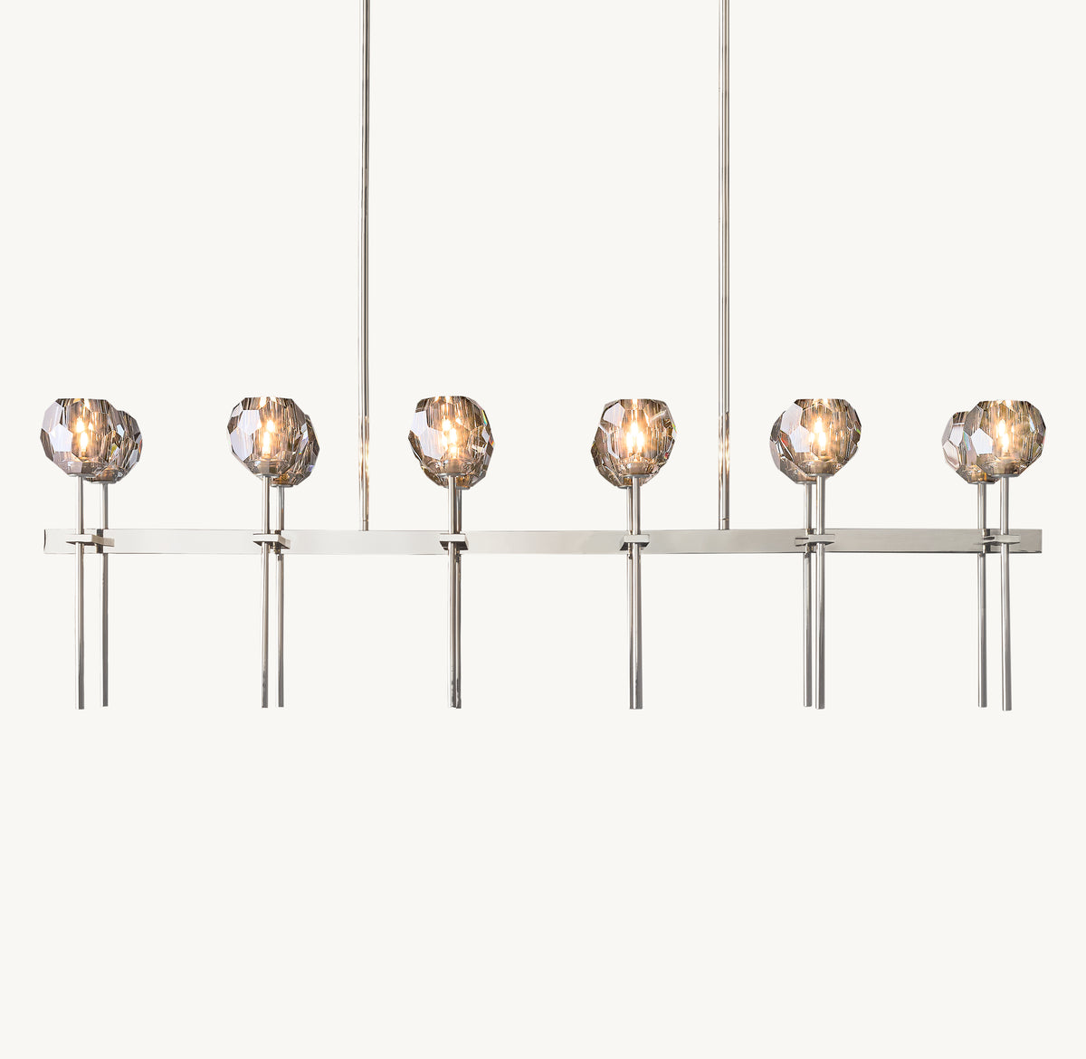 Heritage Boule De Cristal Smoke Glass Double Linear Chandelier