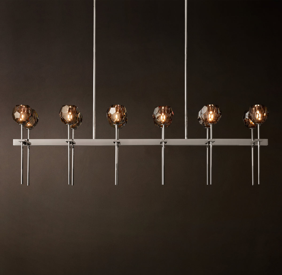 Heritage Boule De Cristal Smoke Glass Double Linear Chandelier, alternate view
