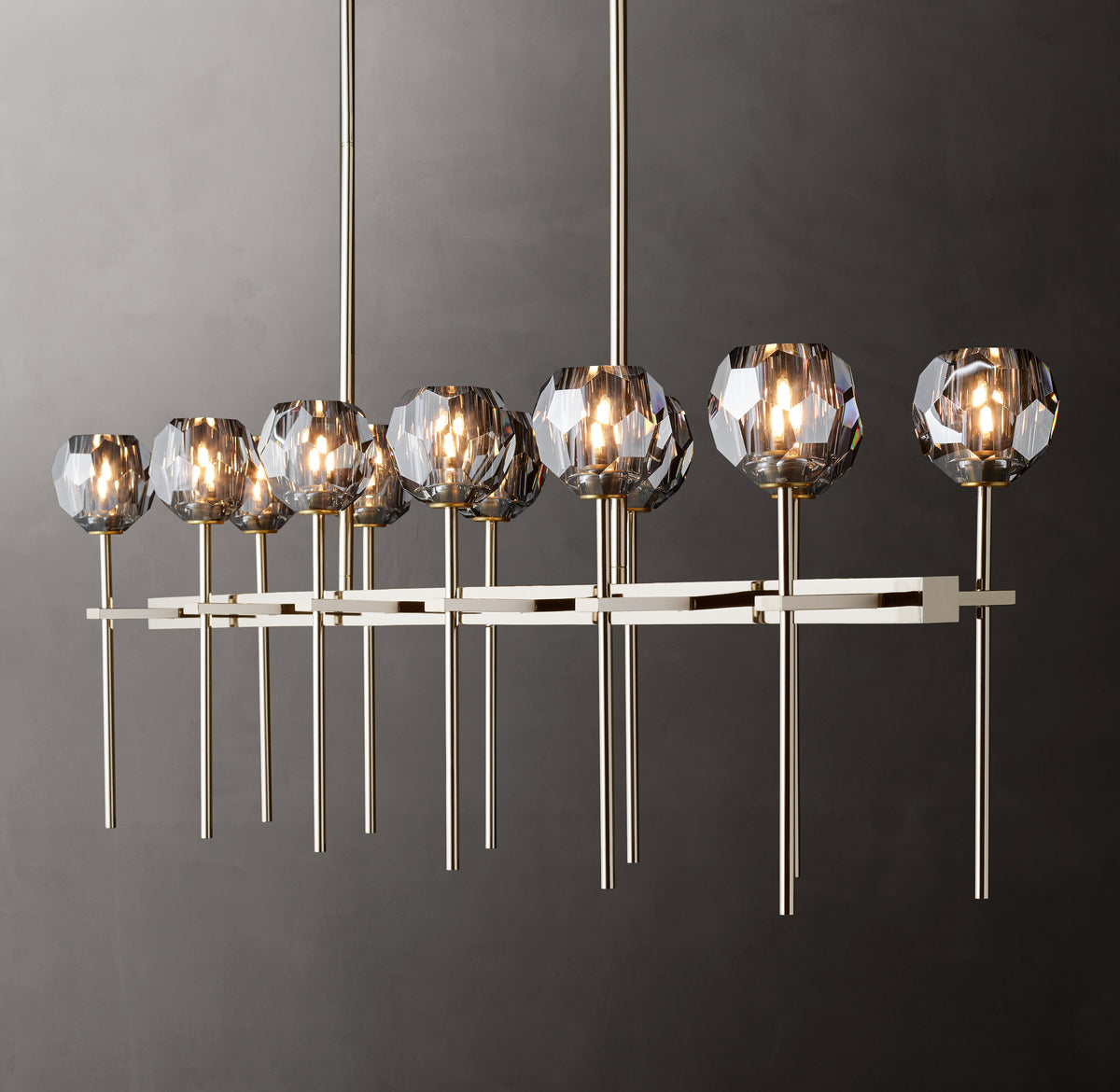Heritage Boule De Cristal Smoke Glass Double Linear Chandelier