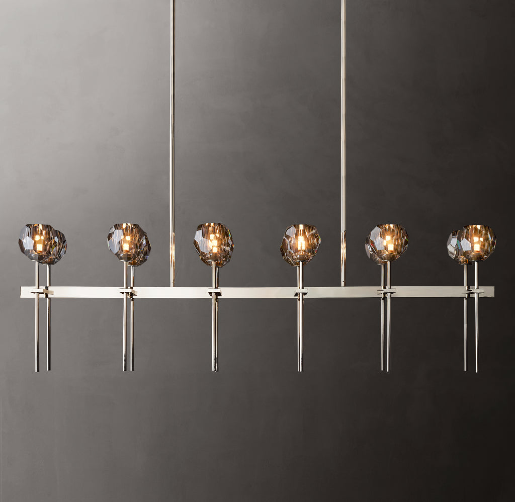 Heritage Boule De Cristal Smoke Glass Double Linear Chandelier