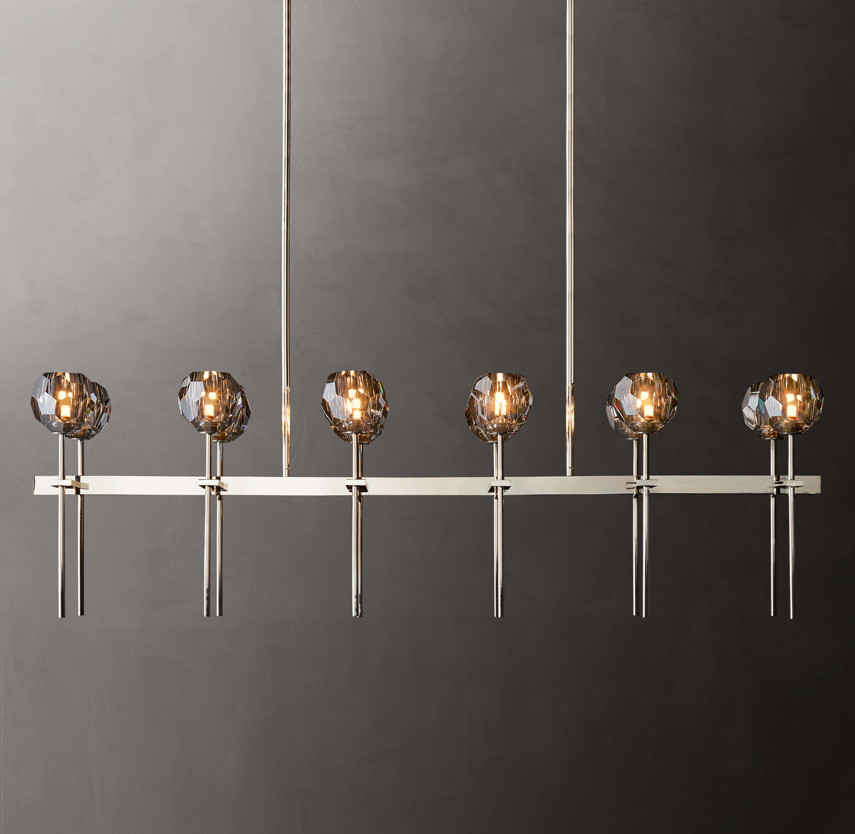 Heritage Boule De Cristal Smoke Glass Double Linear Chandelier