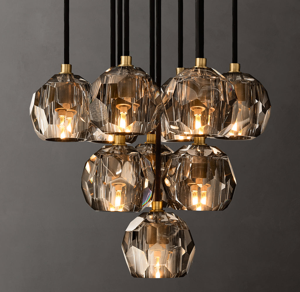 Heritage Boule De Cristal Smoke Glass Round Cluster Chandelier