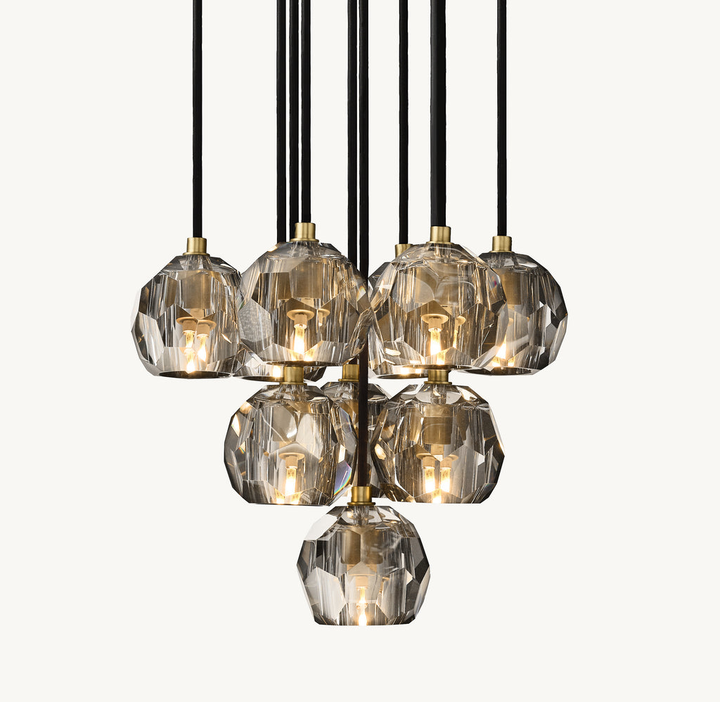 Heritage Boule De Cristal Smoke Glass Round Cluster Chandelier, alternate view