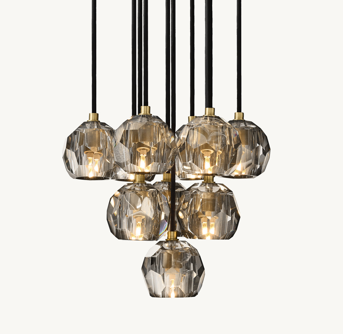 Heritage Boule De Cristal Smoke Glass Round Cluster Chandelier, alternate view