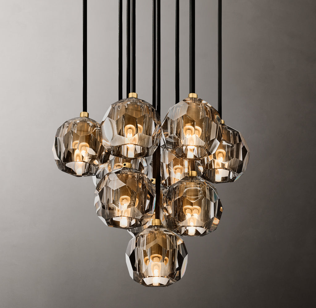 Heritage Boule De Cristal Smoke Glass Round Cluster Chandelier