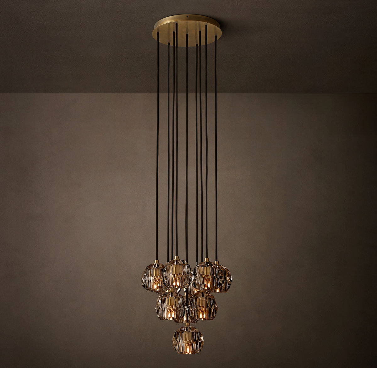 Heritage Boule De Cristal Smoke Glass Round Cluster Chandelier