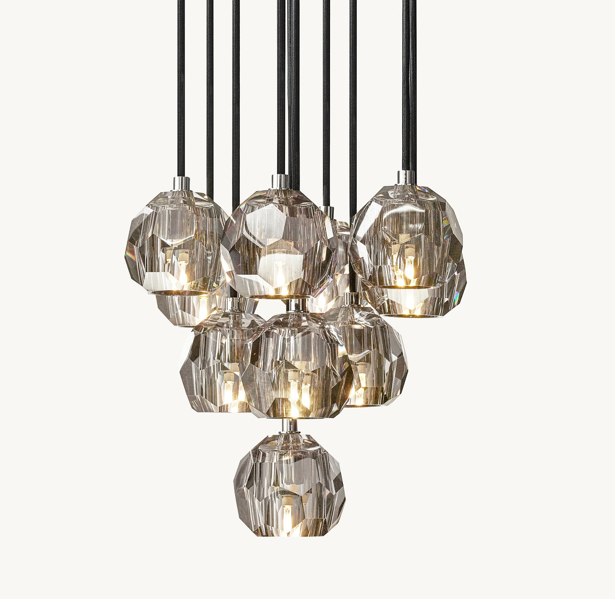 Heritage Boule De Cristal Smoke Glass Round Cluster Chandelier, alternate view
