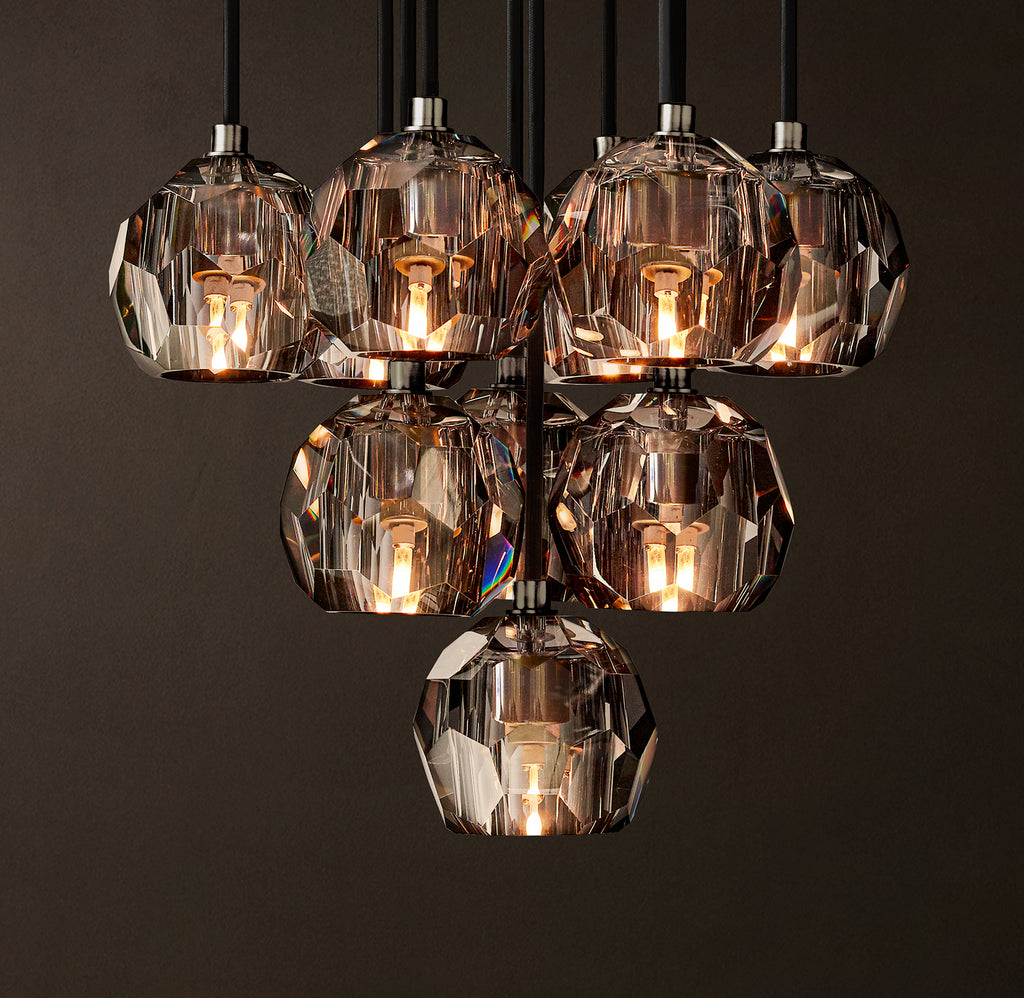 Heritage Boule De Cristal Smoke Glass Round Cluster Chandelier