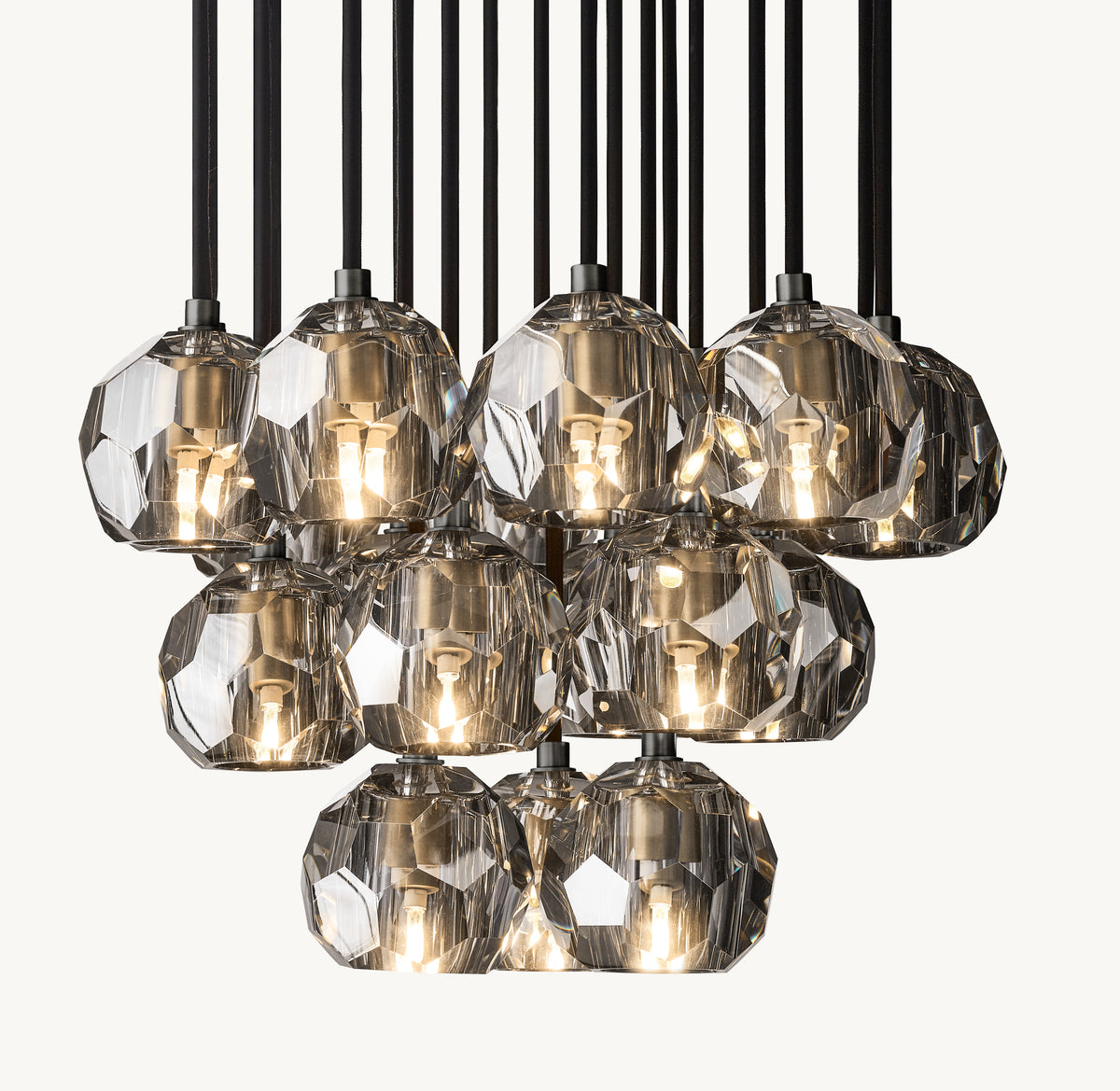 Heritage Boule De Cristal Smoke Glass Round Cluster Chandelier