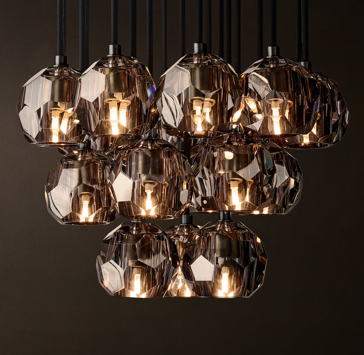 Heritage Boule De Cristal Smoke Glass Round Cluster Chandelier, alternate view