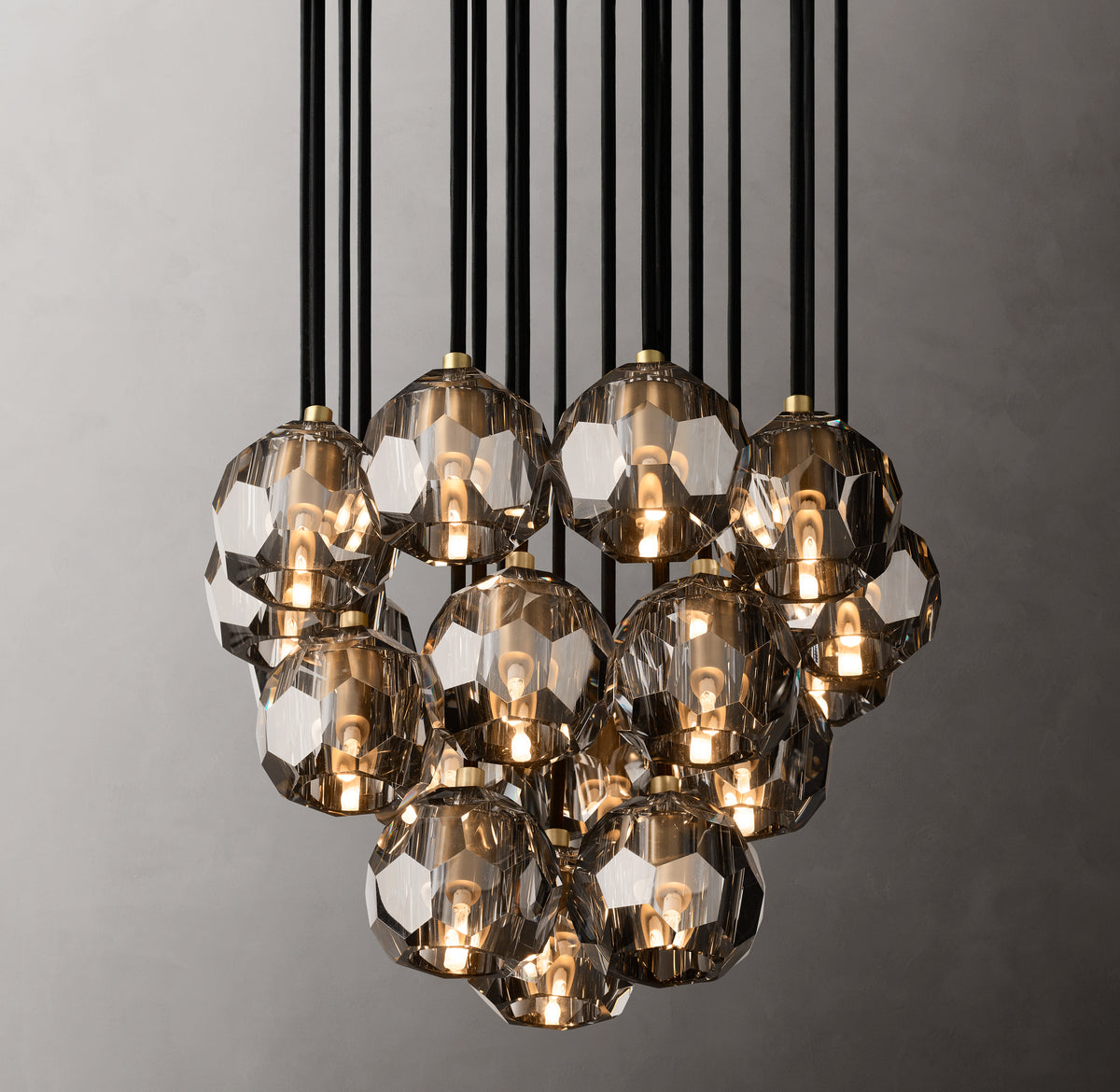 Heritage Boule De Cristal Smoke Glass Round Cluster Chandelier