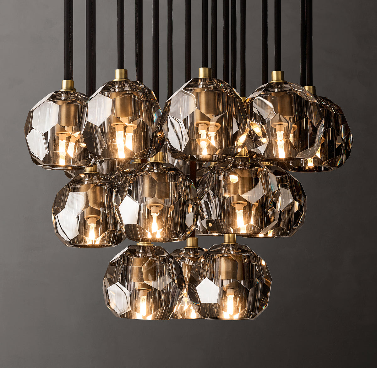 Heritage Boule De Cristal Smoke Glass Round Cluster Chandelier
