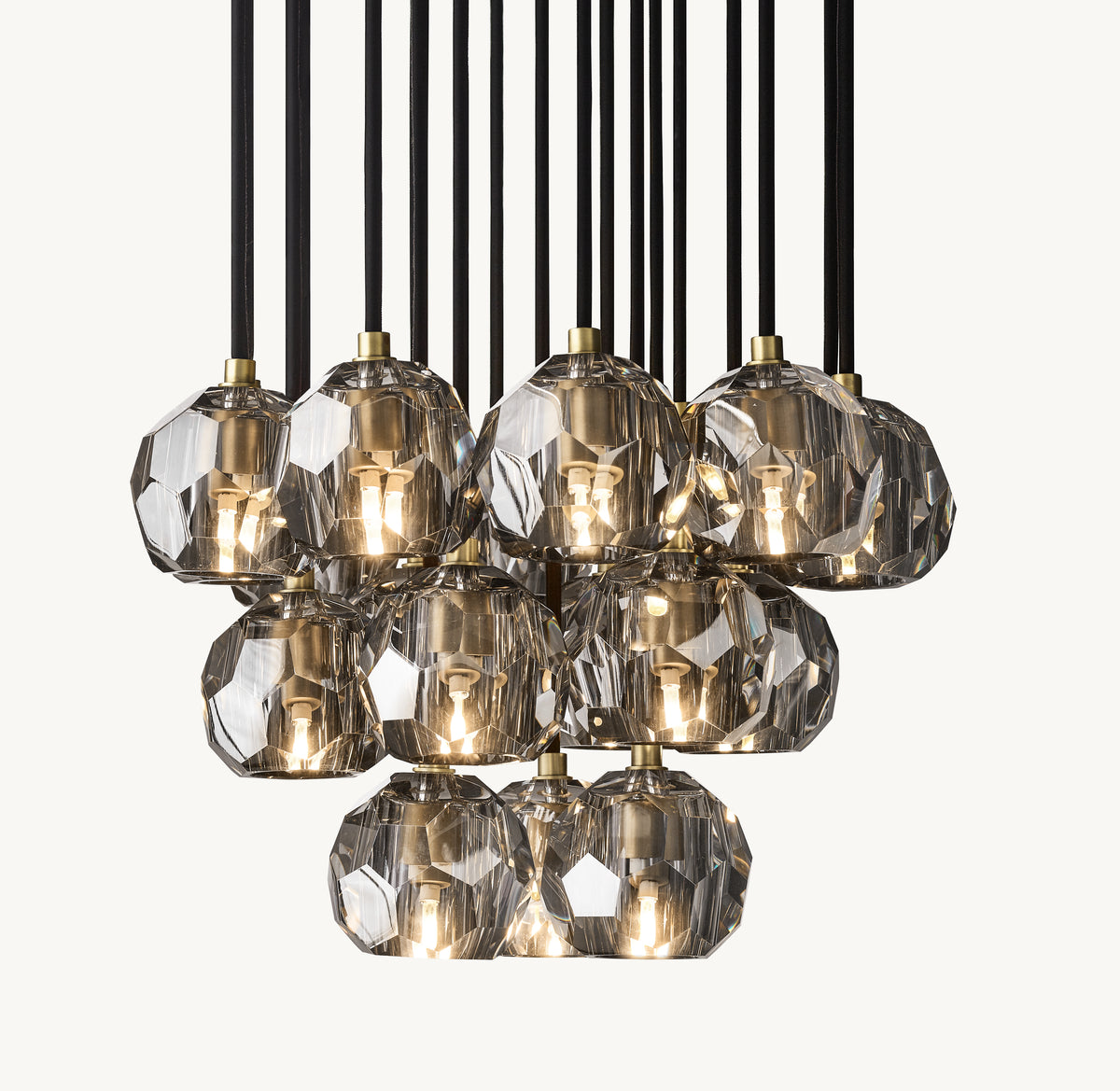 Heritage Boule De Cristal Smoke Glass Round Cluster Chandelier, alternate view