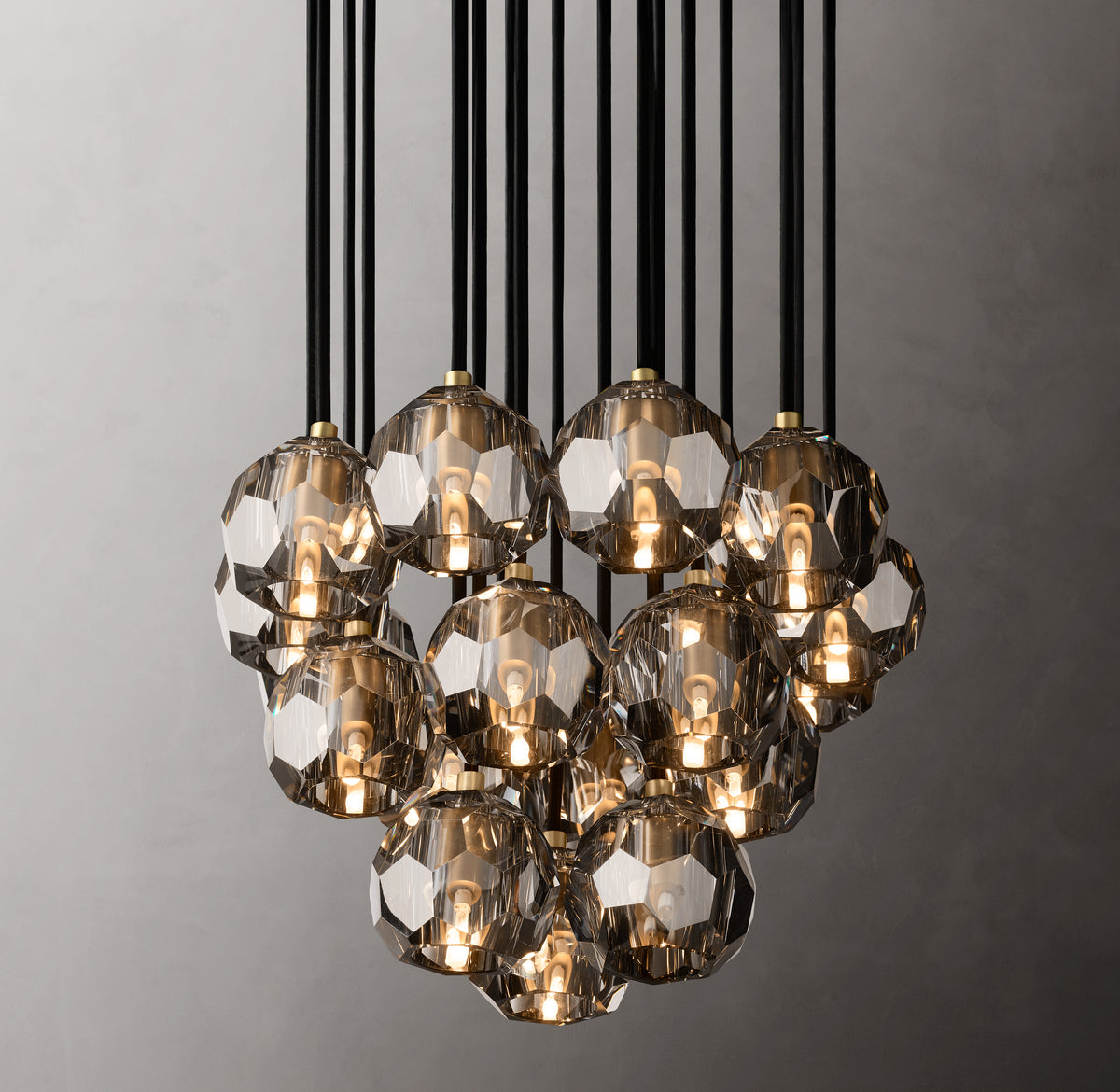 Heritage Boule De Cristal Smoke Glass Round Cluster Chandelier