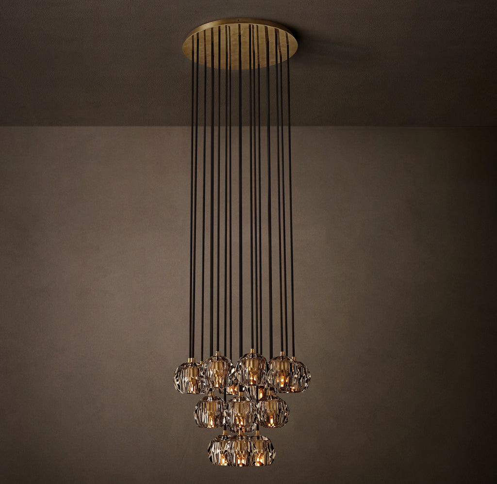 Heritage Boule De Cristal Smoke Glass Round Cluster Chandelier