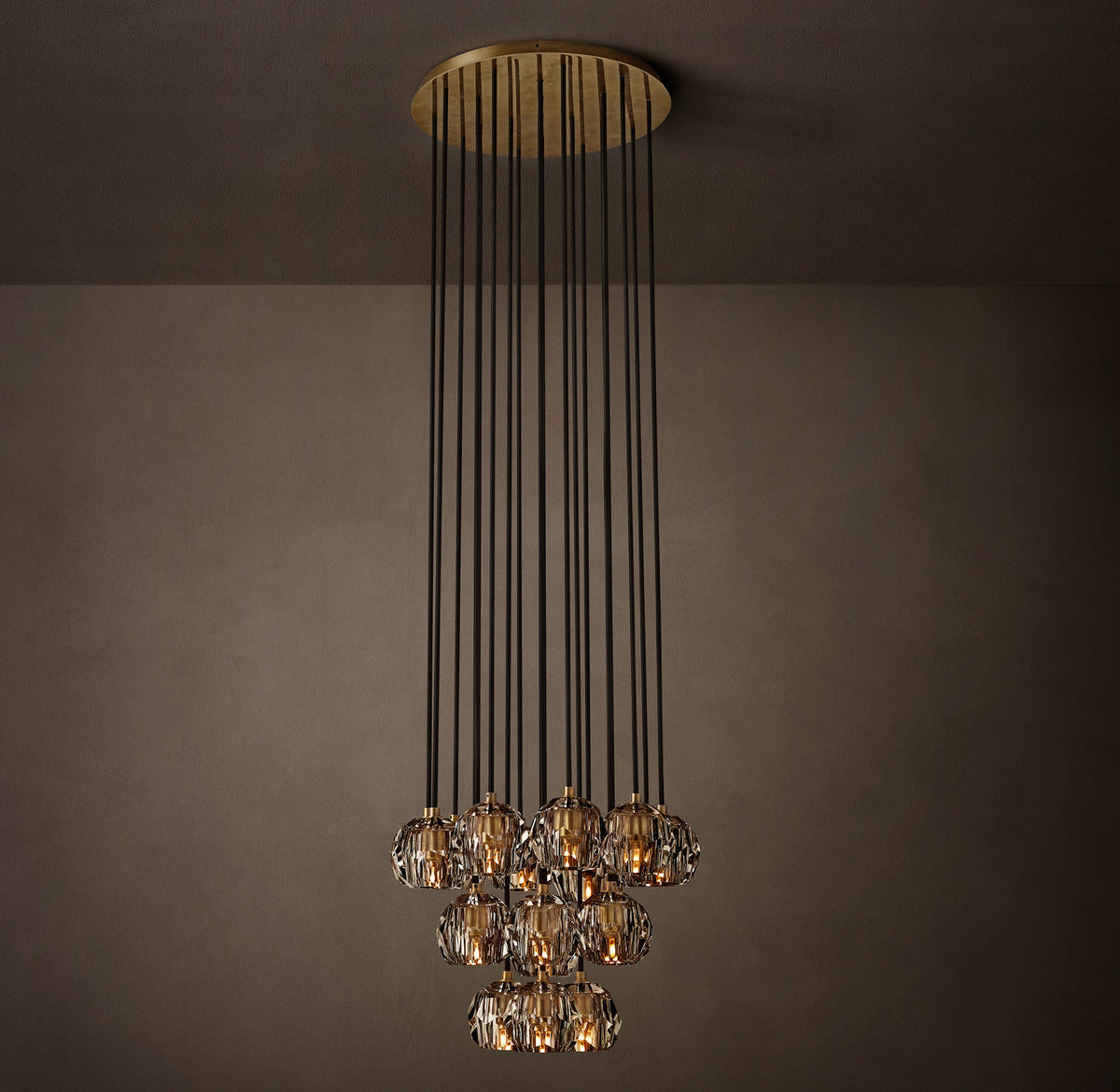 Heritage Boule De Cristal Smoke Glass Round Cluster Chandelier