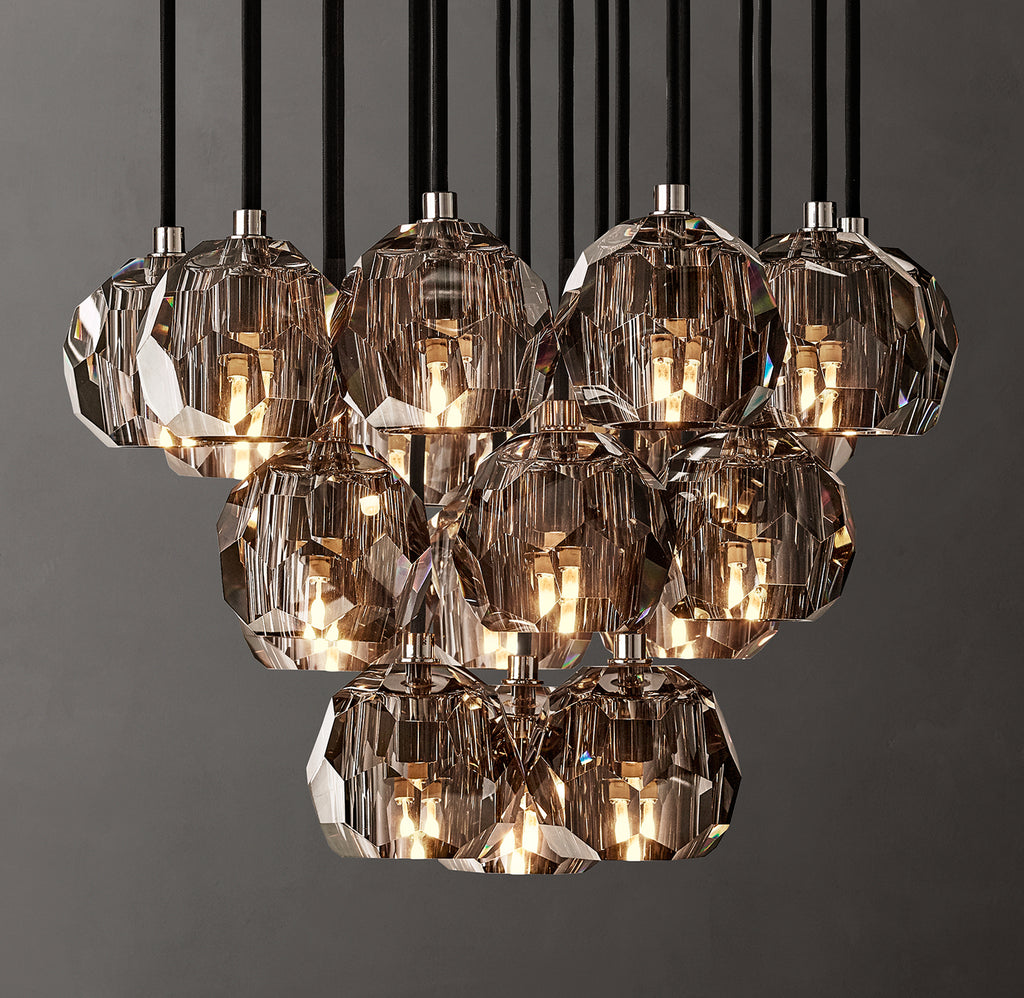 Heritage Boule De Cristal Smoke Glass Round Cluster Chandelier
