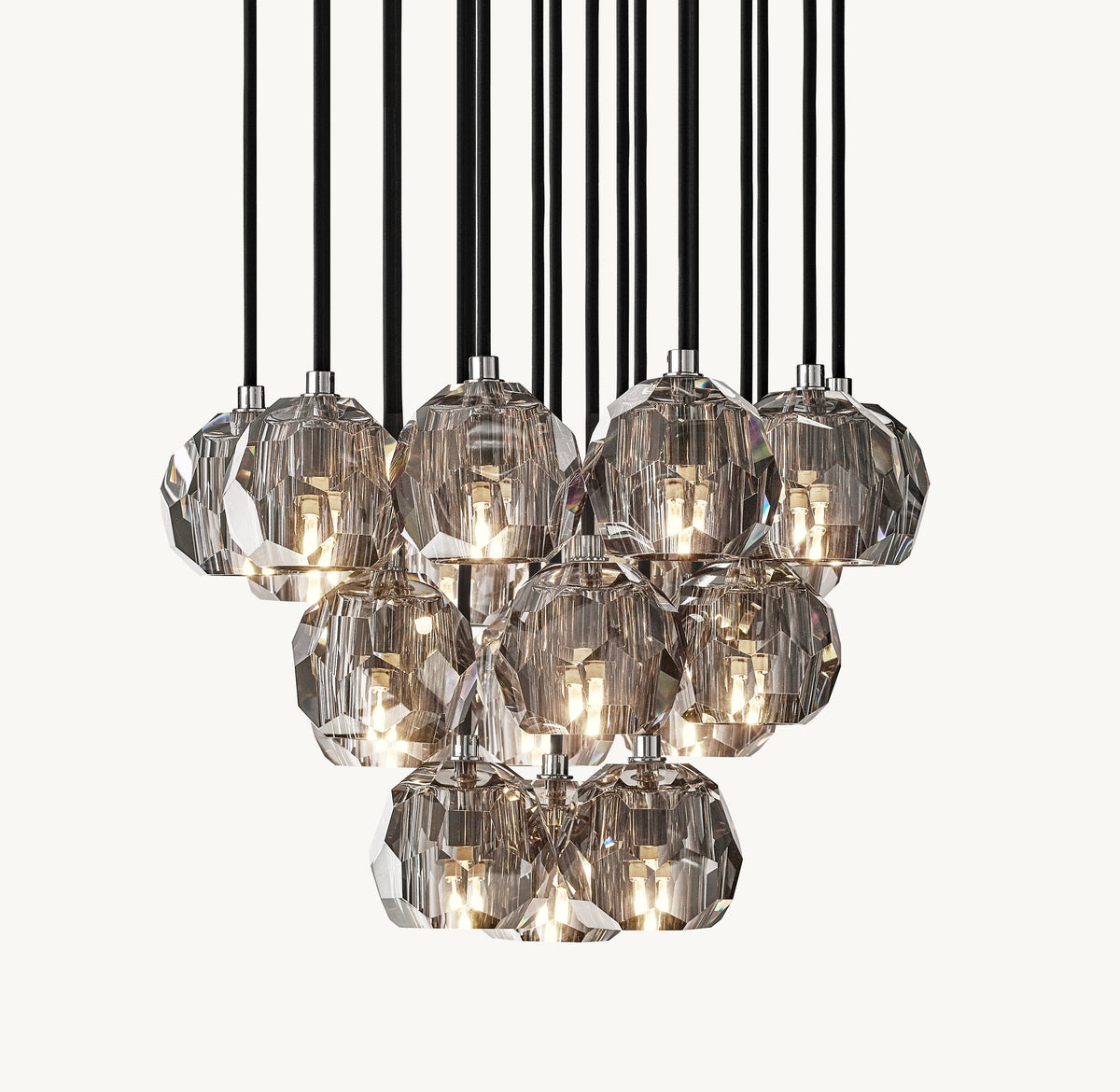 Heritage Boule De Cristal Smoke Glass Round Cluster Chandelier, alternate view