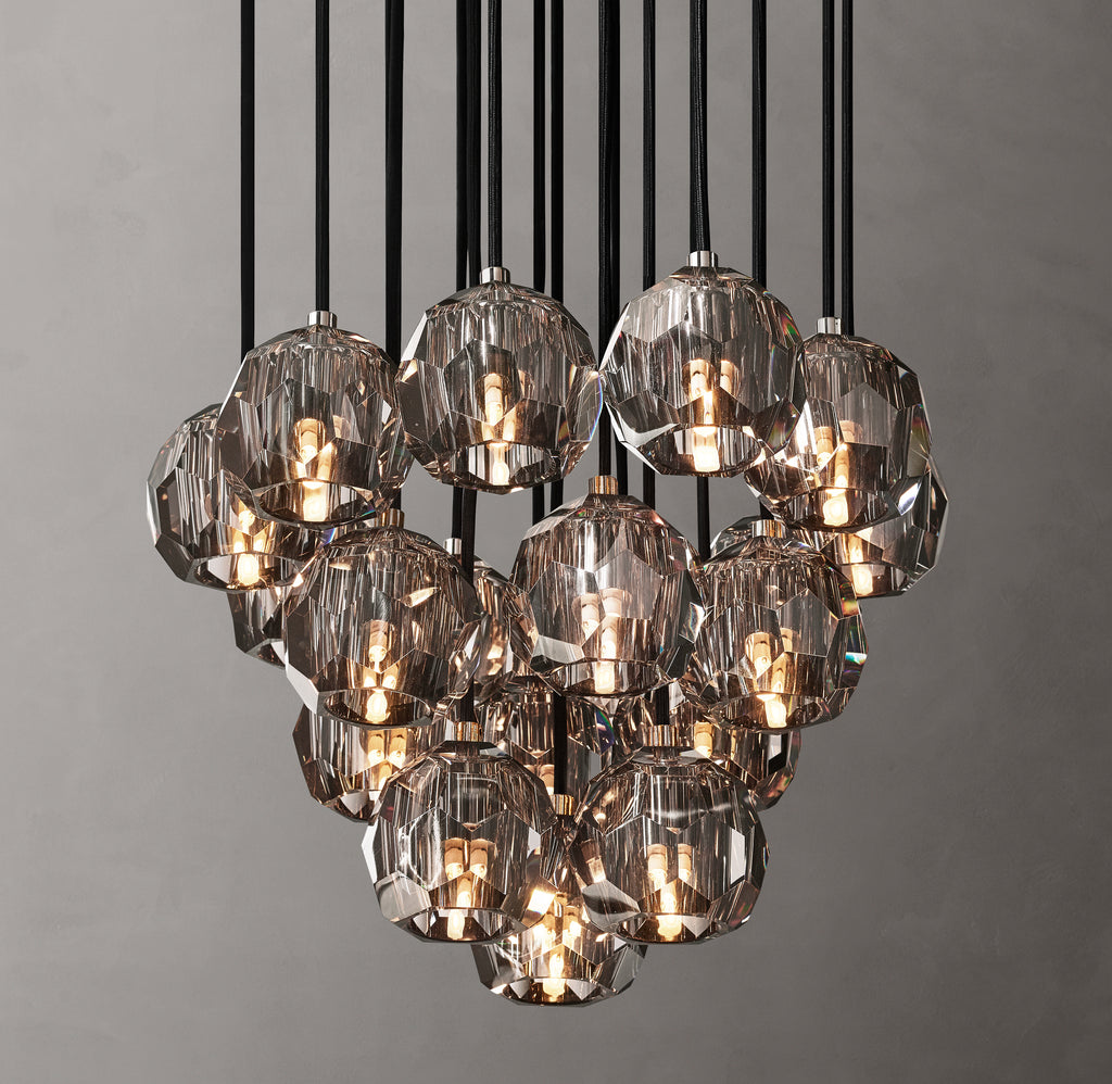 Heritage Boule De Cristal Smoke Glass Round Cluster Chandelier