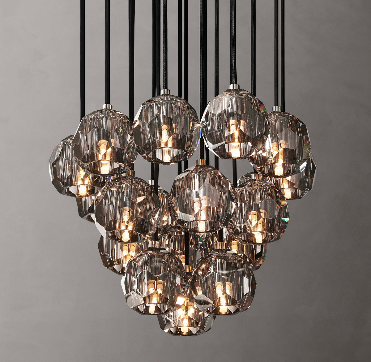 Heritage Boule De Cristal Smoke Glass Round Cluster Chandelier