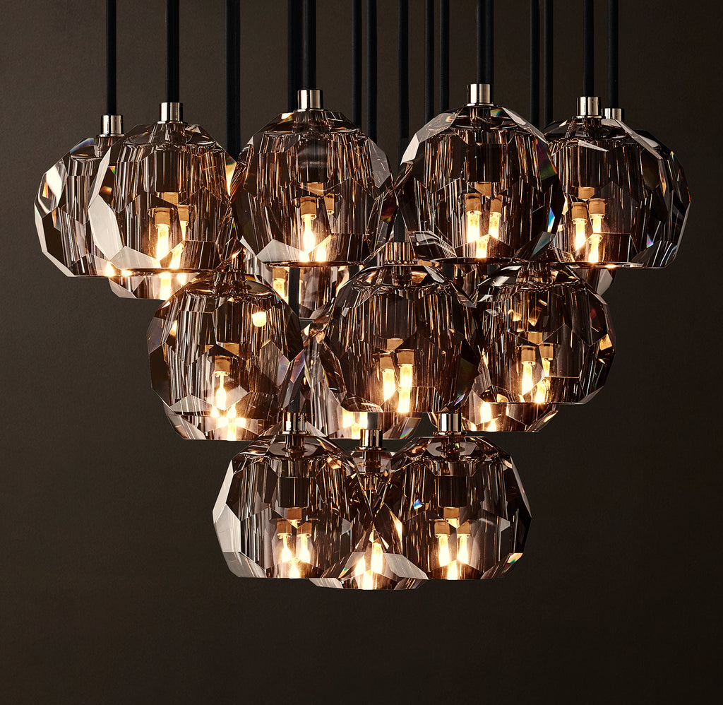 Heritage Boule De Cristal Smoke Glass Round Cluster Chandelier