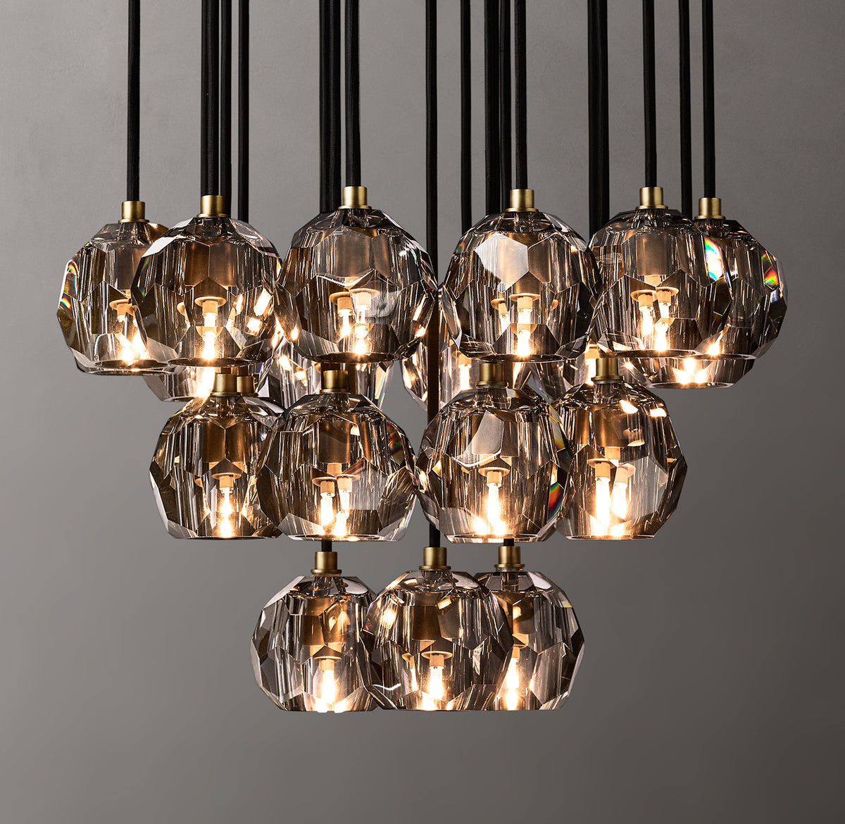 Heritage Boule De Cristal Smoke Glass Round Cluster Chandelier