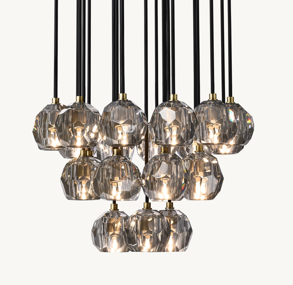 Heritage Boule De Cristal Smoke Glass Round Cluster Chandelier, alternate view