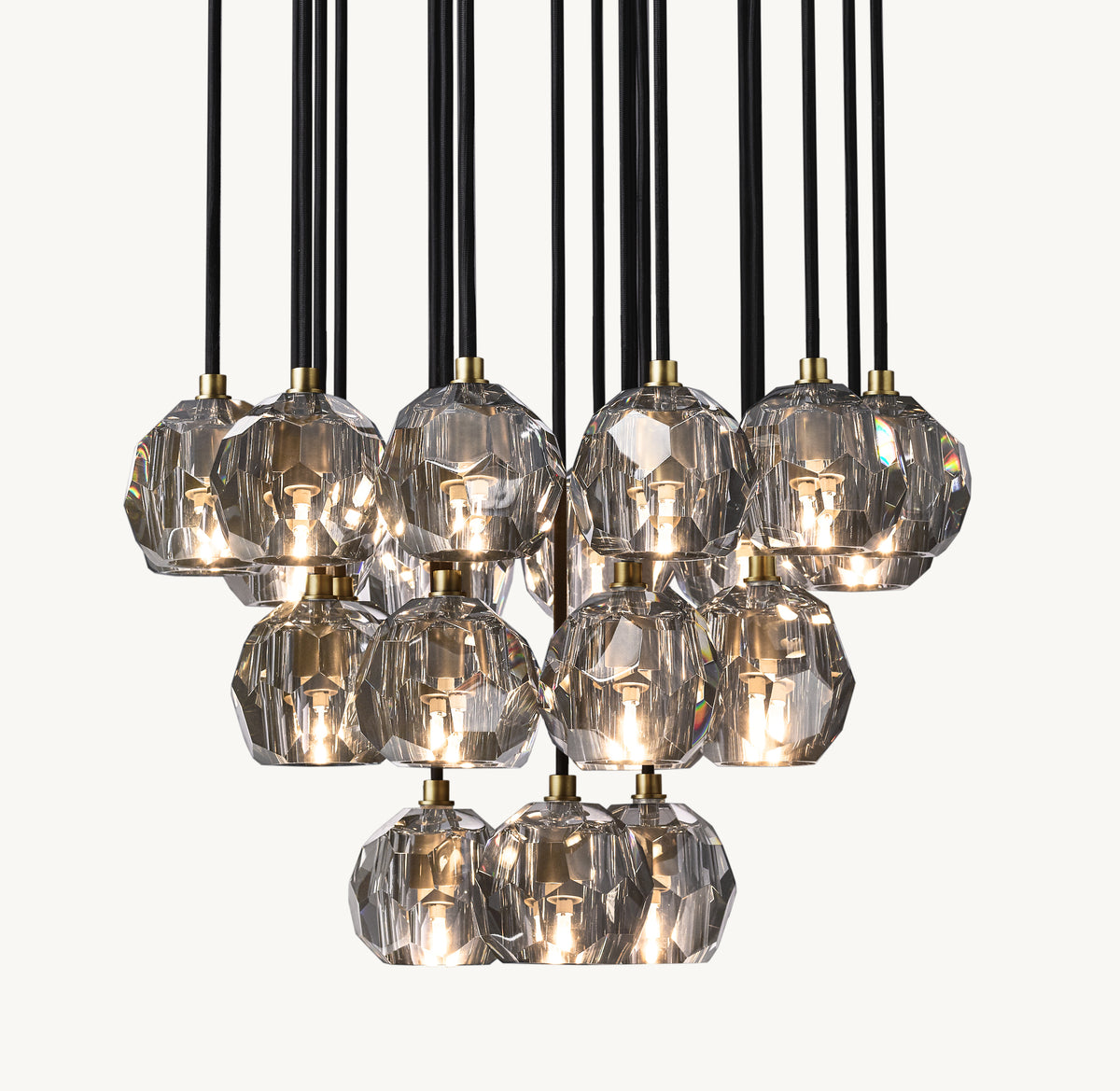 Heritage Boule De Cristal Smoke Glass Round Cluster Chandelier, alternate view