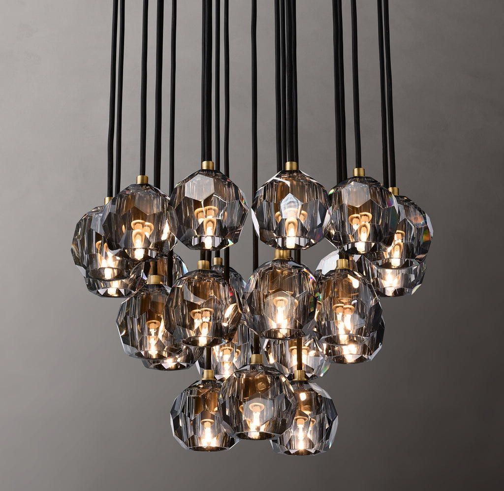 Heritage Boule De Cristal Smoke Glass Round Cluster Chandelier