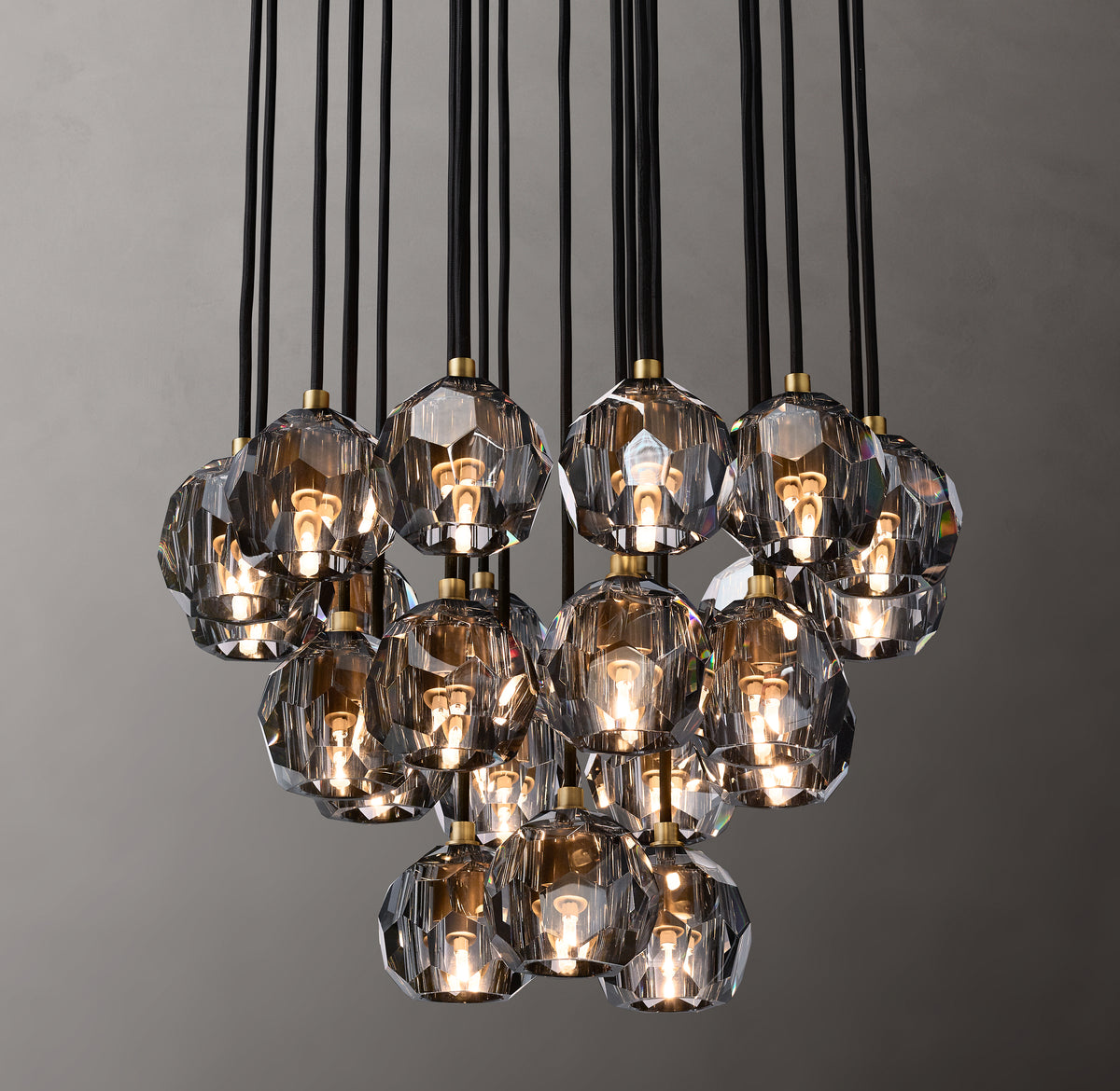 Heritage Boule De Cristal Smoke Glass Round Cluster Chandelier