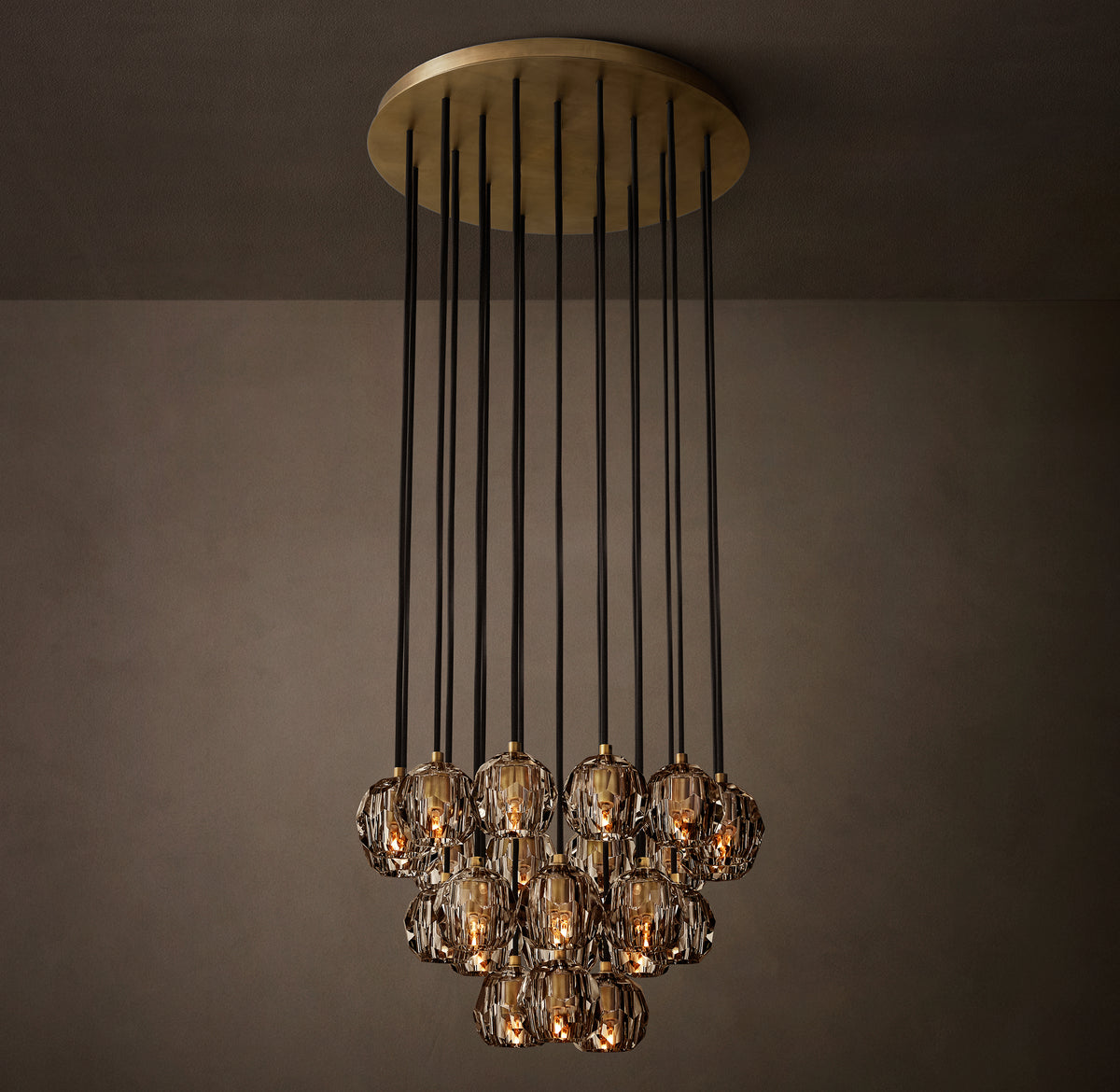 Heritage Boule De Cristal Smoke Glass Round Cluster Chandelier