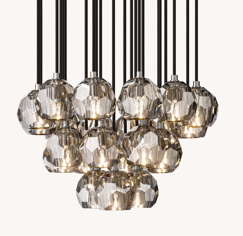 Heritage Boule De Cristal Smoke Glass Round Cluster Chandelier, alternate view