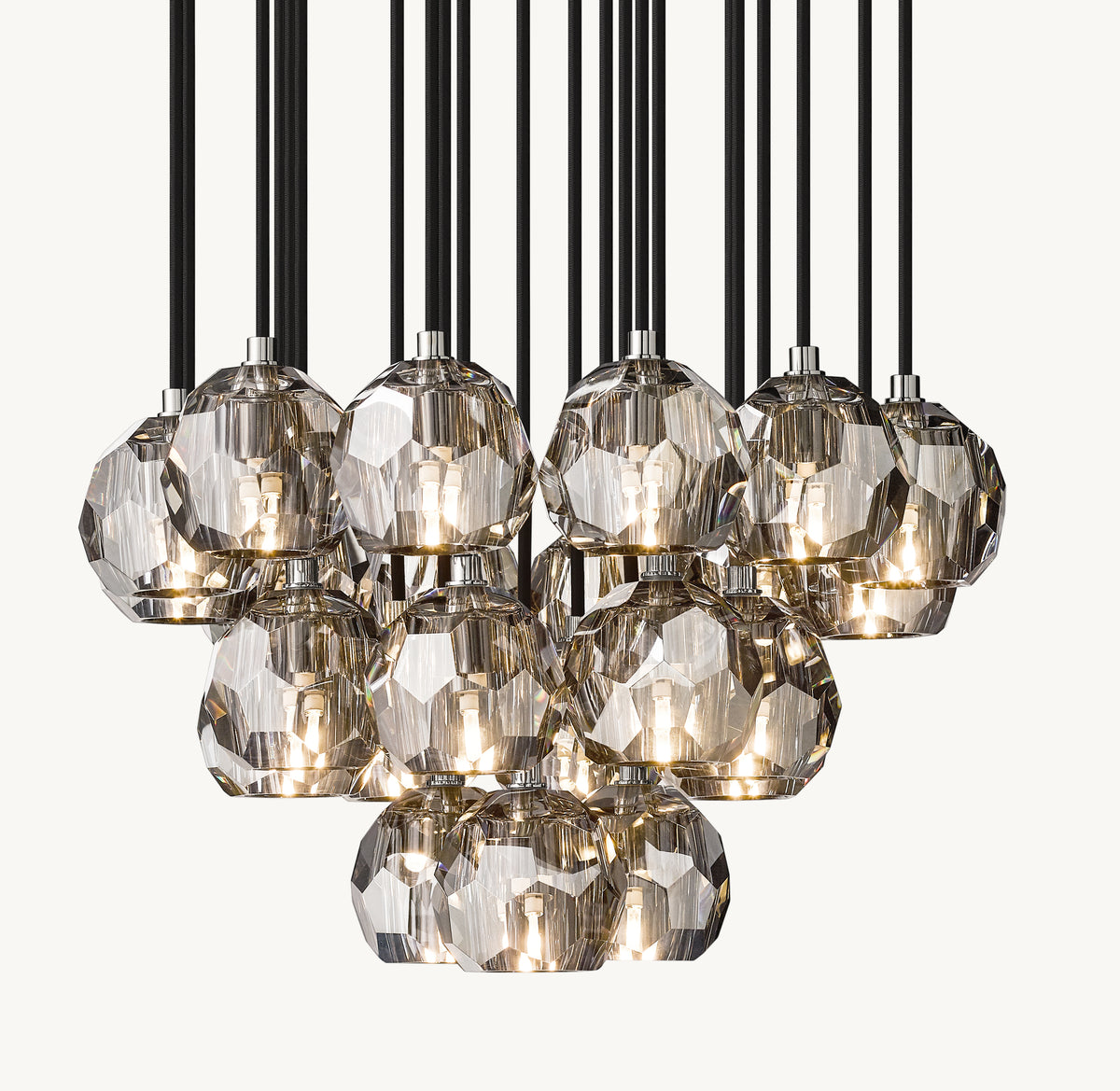Heritage Boule De Cristal Smoke Glass Round Cluster Chandelier, alternate view