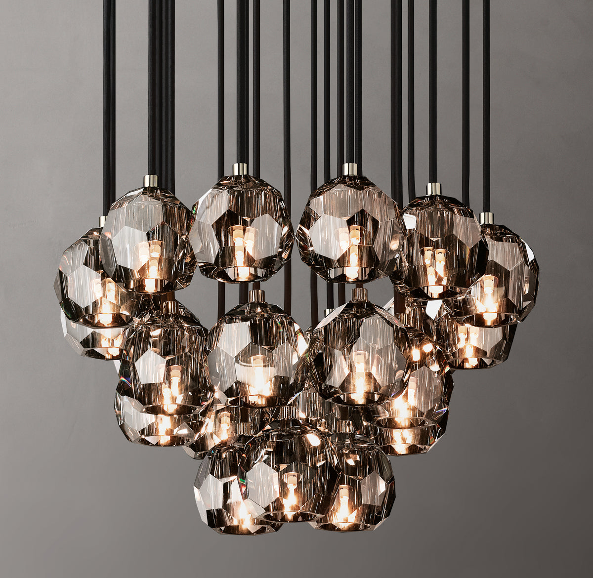 Heritage Boule De Cristal Smoke Glass Round Cluster Chandelier
