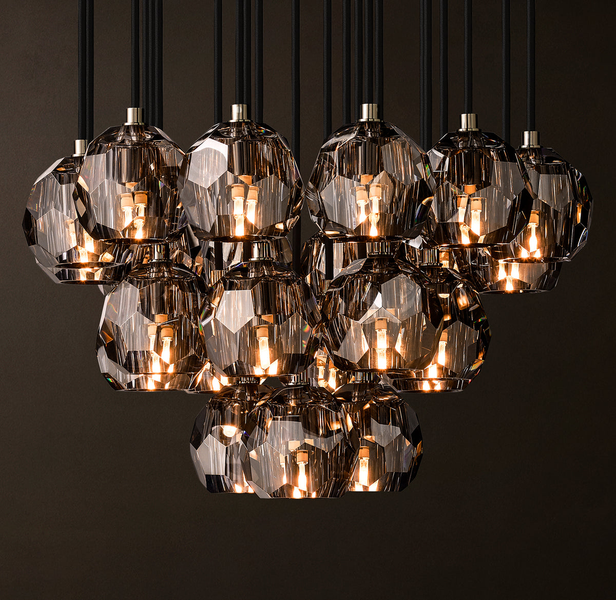Heritage Boule De Cristal Smoke Glass Round Cluster Chandelier