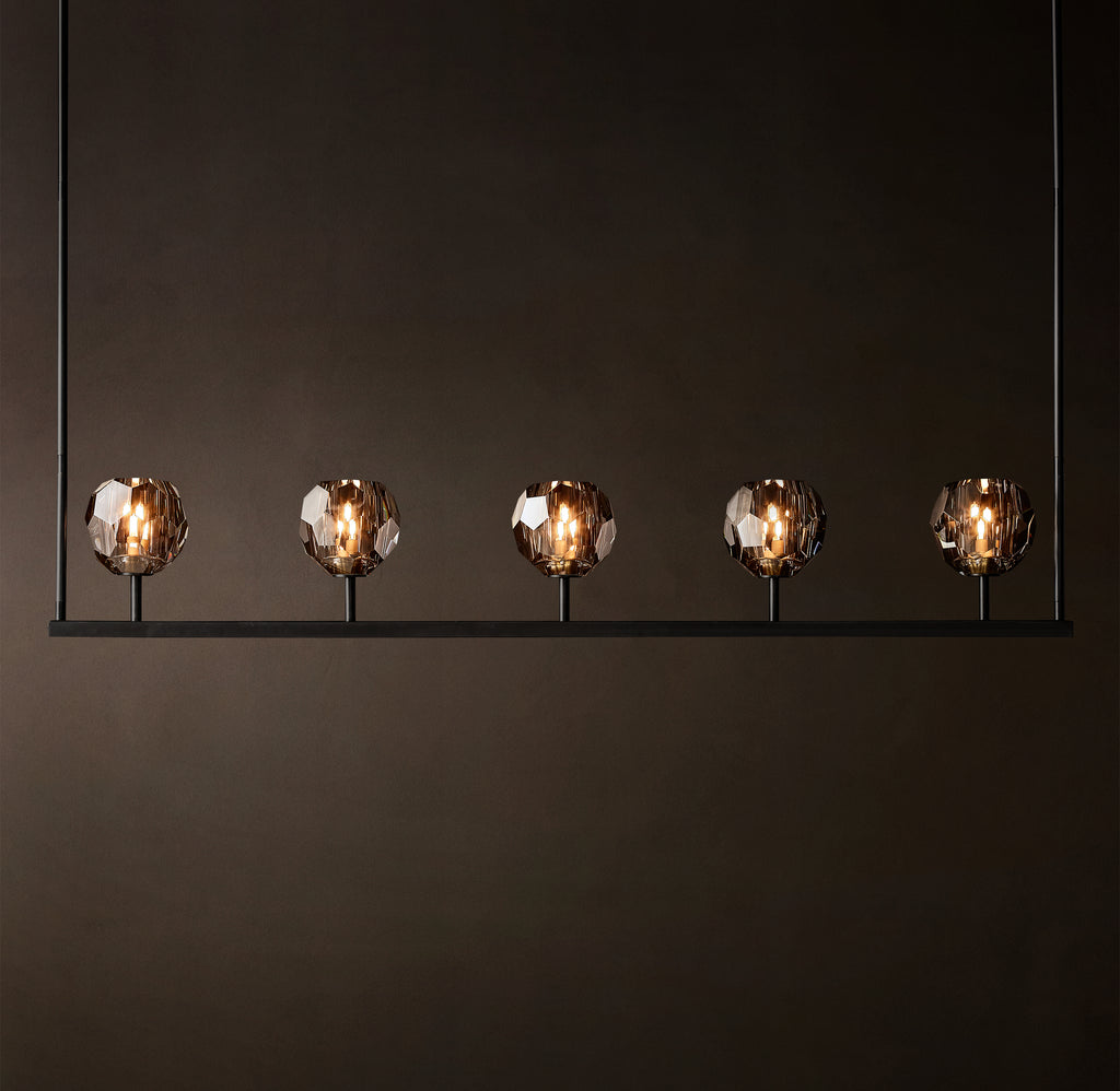 Heritage Boule De Cristal Smoke Glass Linear Chandelier, alternate view
