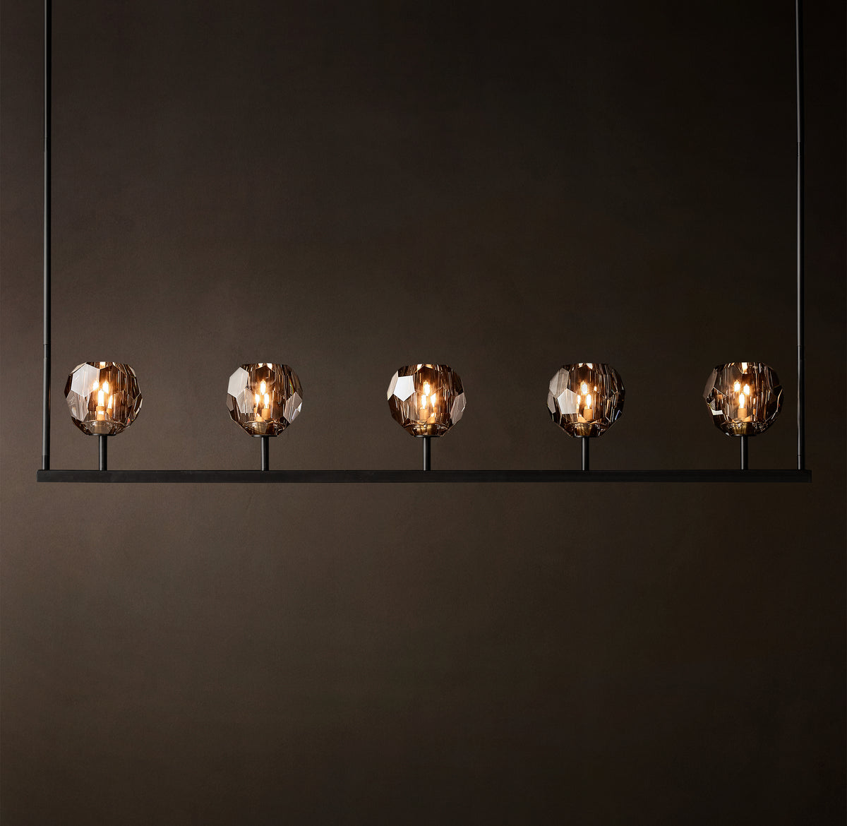 Heritage Boule De Cristal Smoke Glass Linear Chandelier, alternate view
