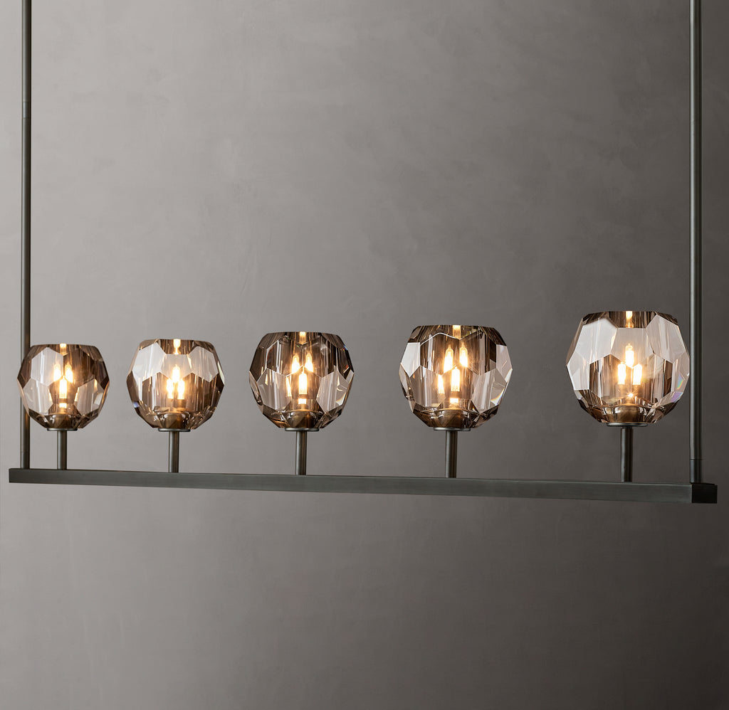 Heritage Boule De Cristal Smoke Glass Linear Chandelier